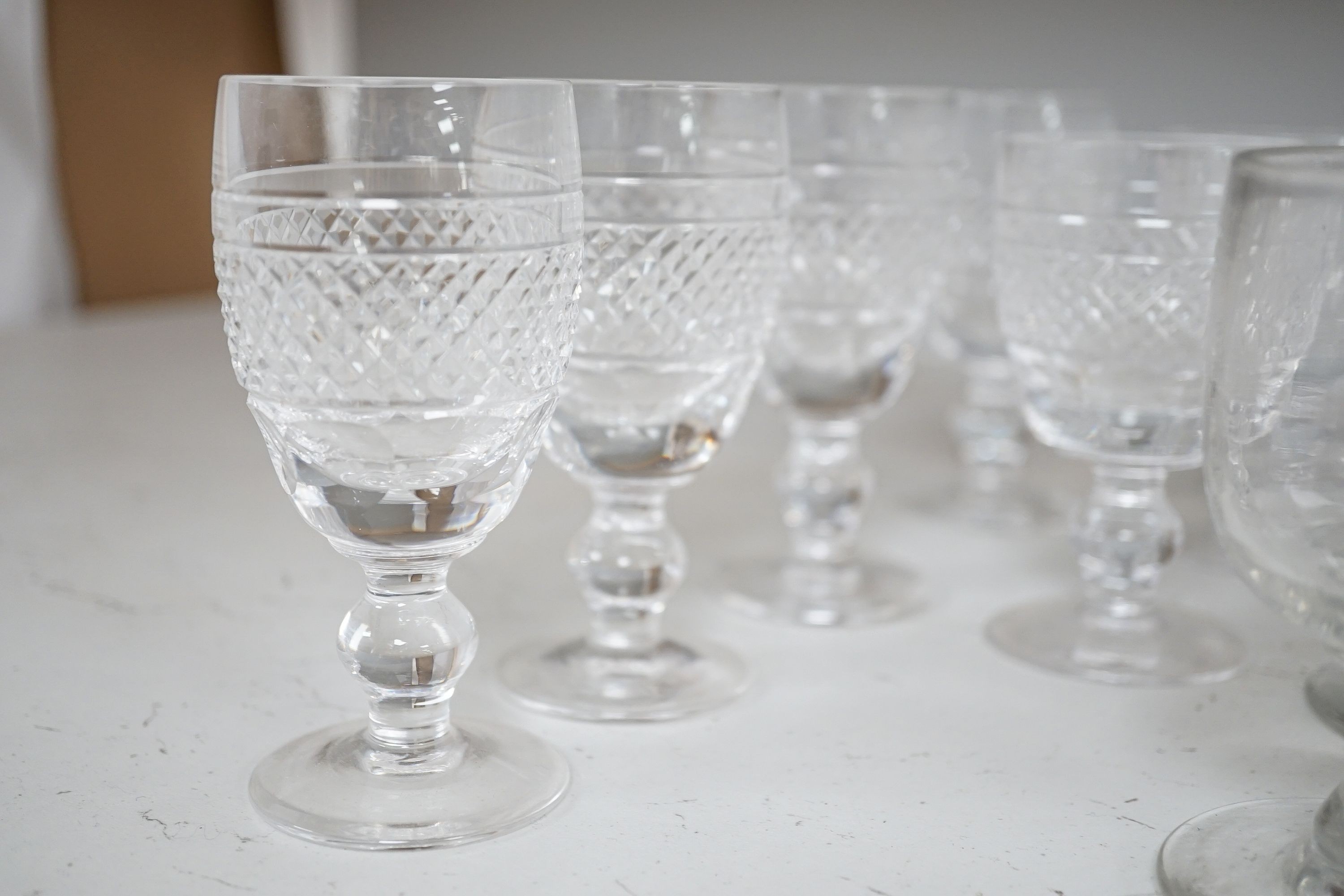 A collection of various suites of 20th century glassware to include a large etched glass